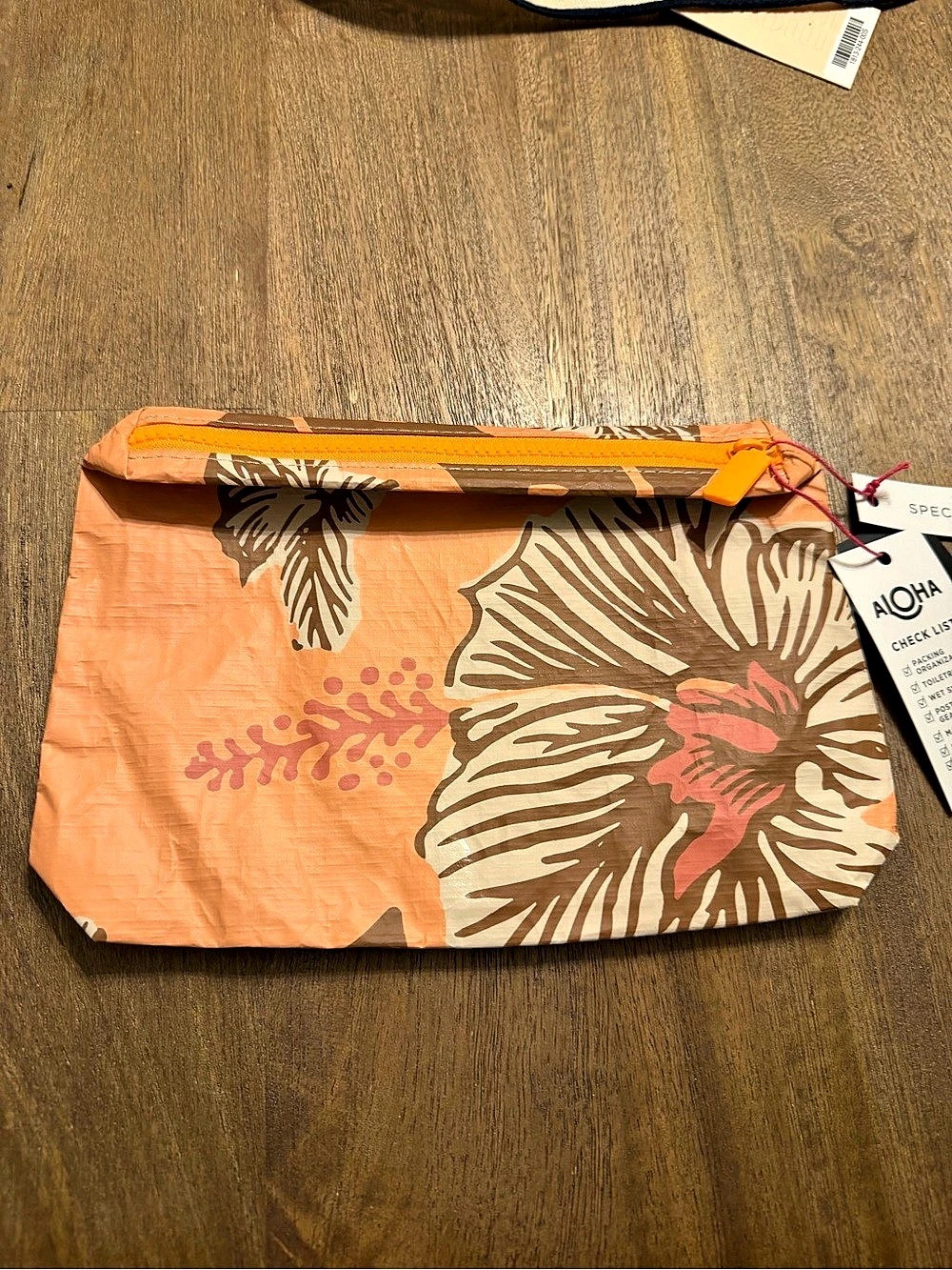 Aloha Collection Pouch Floral in Orange & Brown small
